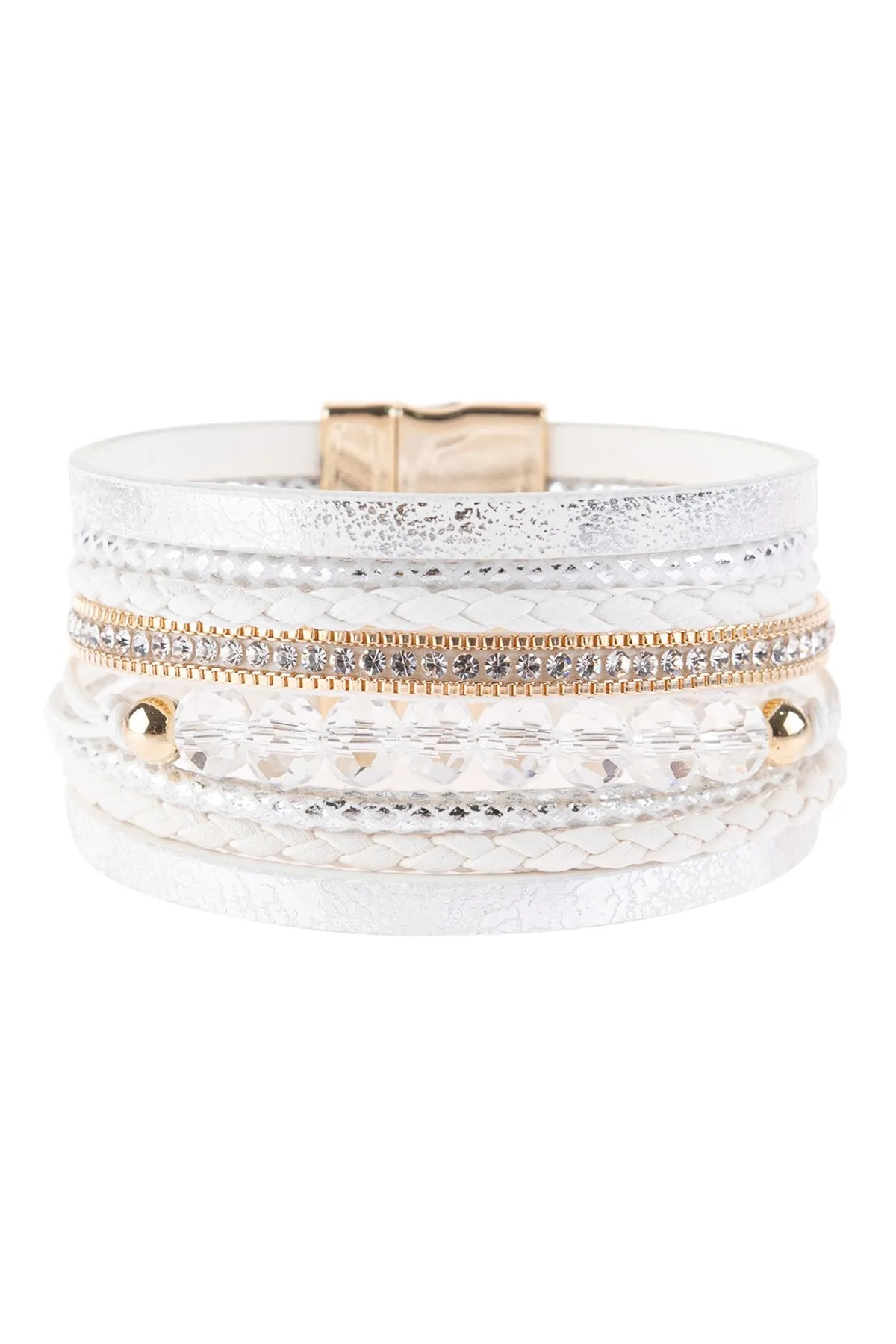 Hdb3237 - Multiline Leather Metallic Bracelet