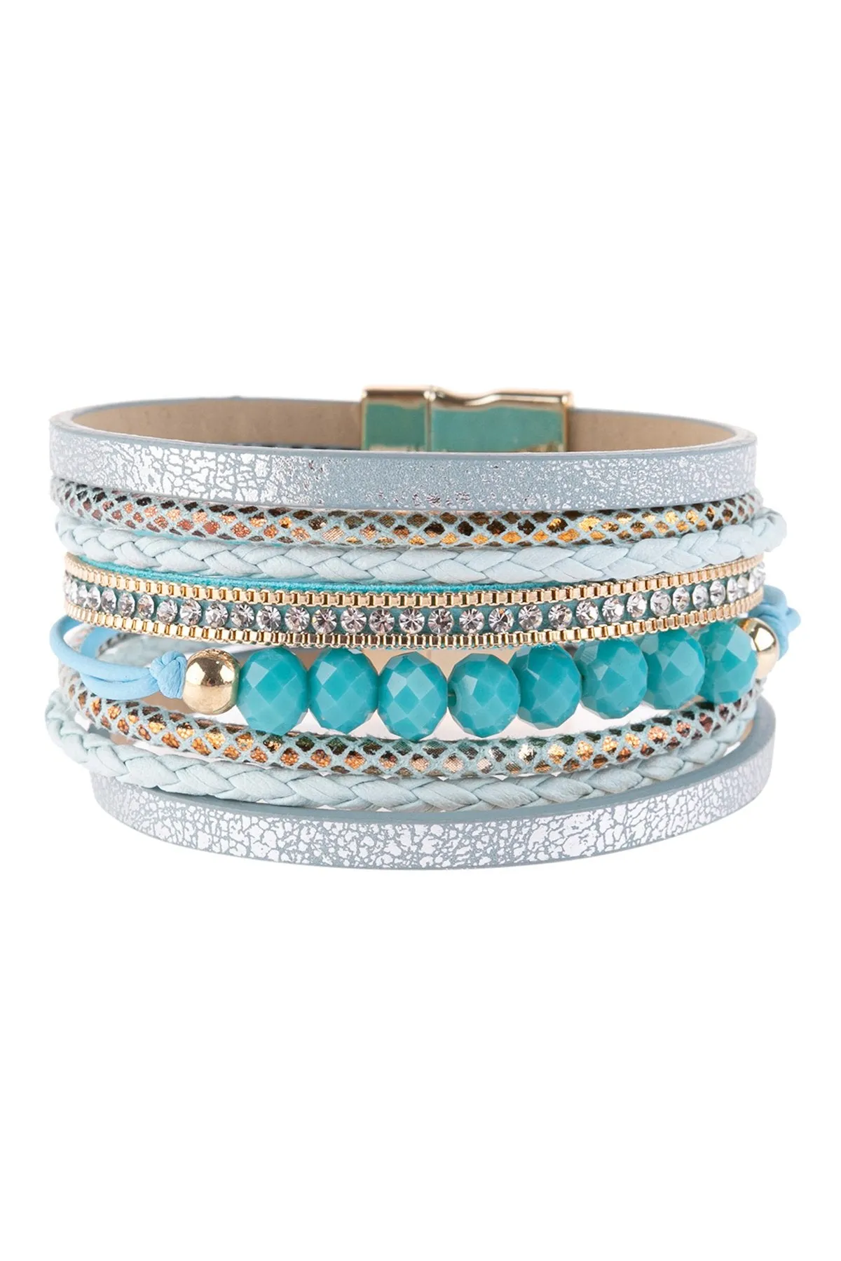 Hdb3237 - Multiline Leather Metallic Bracelet