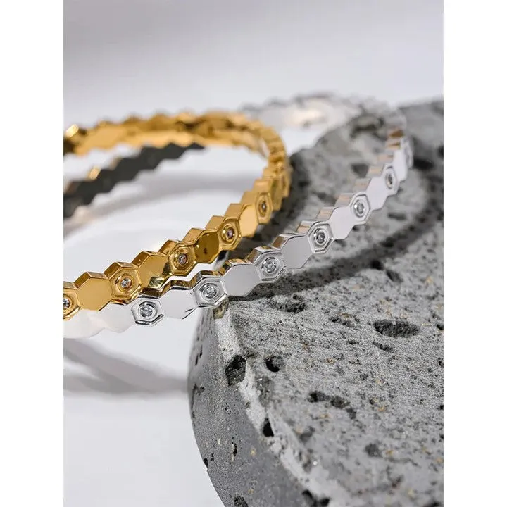 Honey Comb Pattern Stacking Bracelet