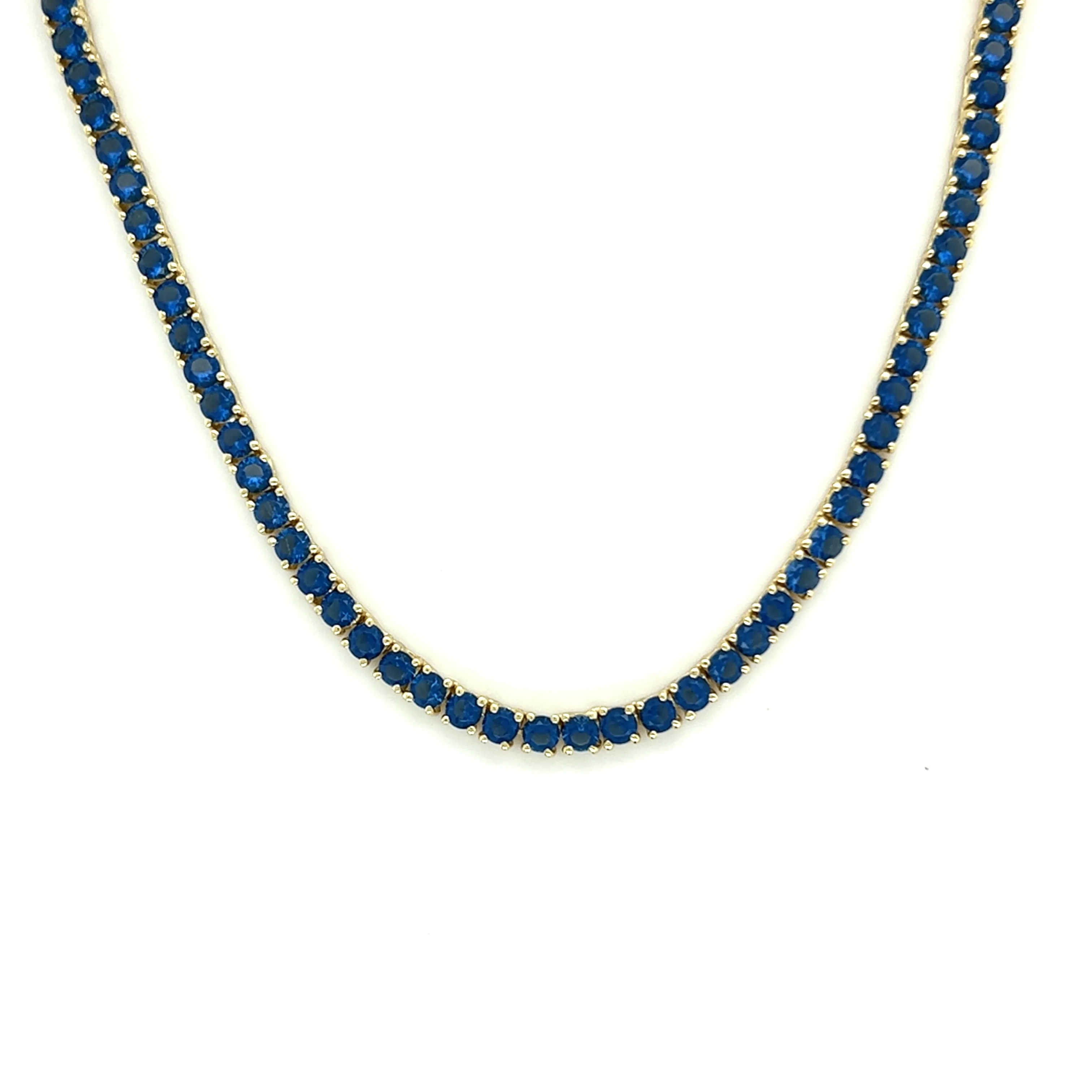 Ibiza Sapphire Blue CZ’s 4 Prong Tennis Necklace