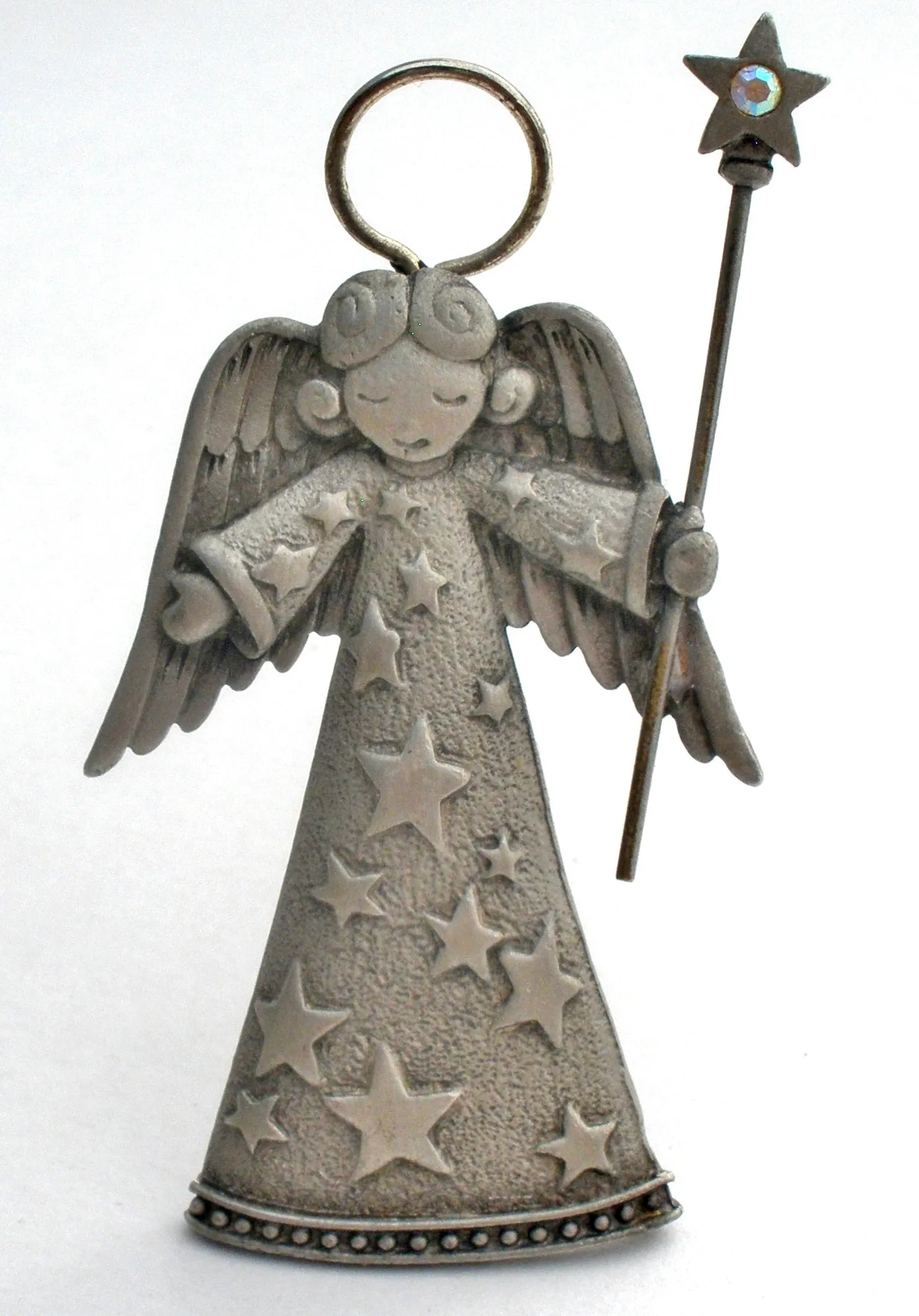 JJ Pewter Angel Brooch Pin Vintage