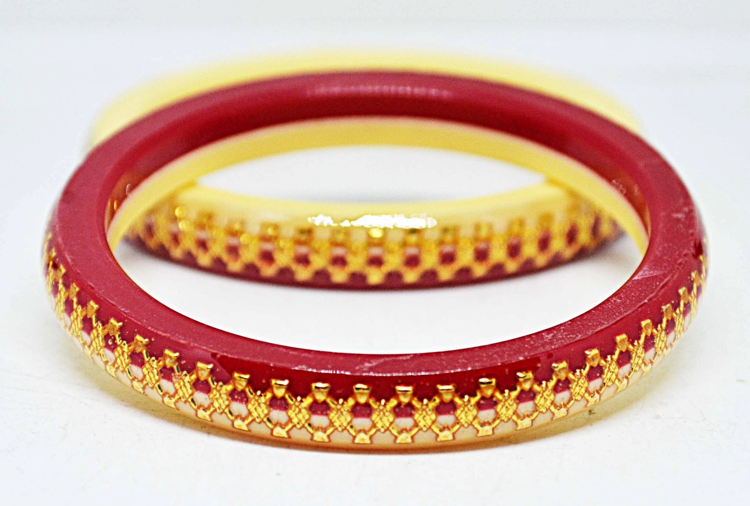 Laminated Gold Plated Acrylic Shakha Pola Bangle Set 2 in 1 Color, Pack of 2