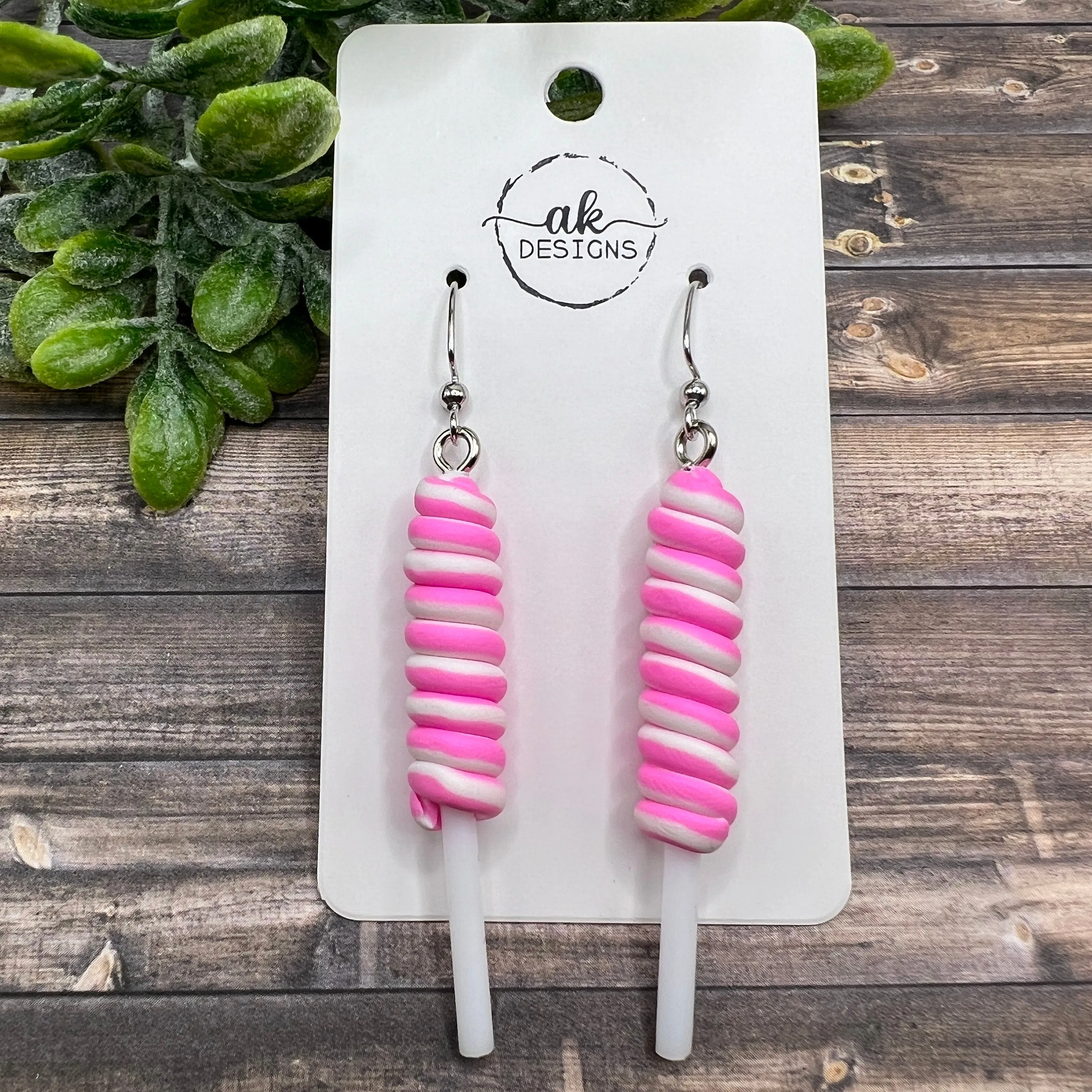 Lollipop Swirl Sucker Candy  Earrings, Hypoallergenic Valentine's Easter Christmas Birthday Gift