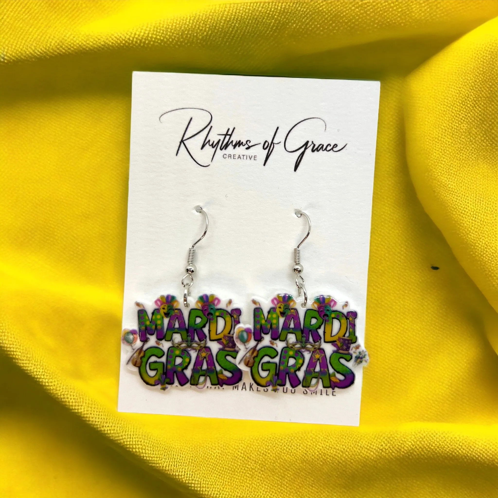 Mardi Gras Earrings - Purple Green Gold, Mardi Gras Mask, New Orleans, Mardi Gras Squad, Mardi Gras Accessories, Mardi Gras Accessories