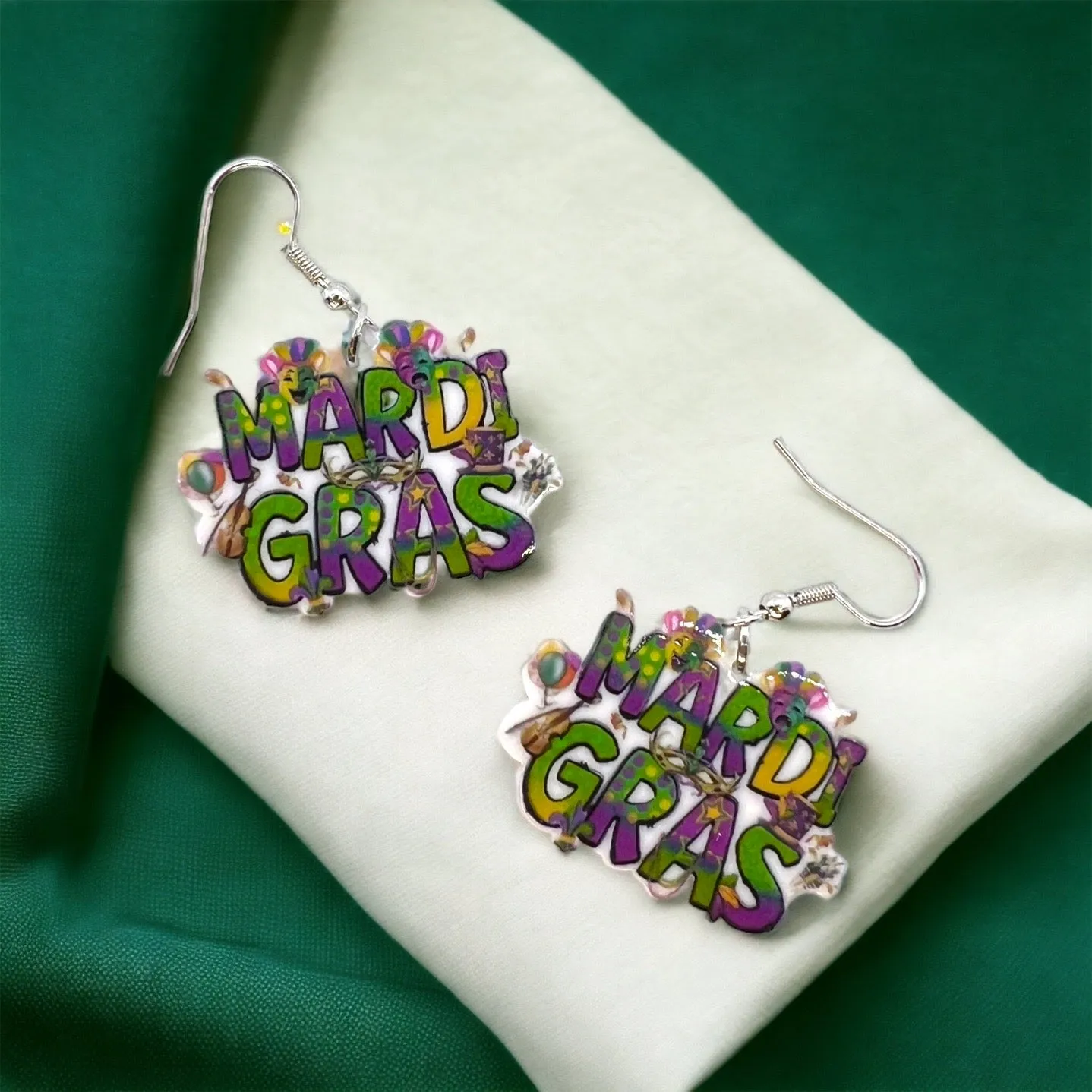 Mardi Gras Earrings - Purple Green Gold, Mardi Gras Mask, New Orleans, Mardi Gras Squad, Mardi Gras Accessories, Mardi Gras Accessories