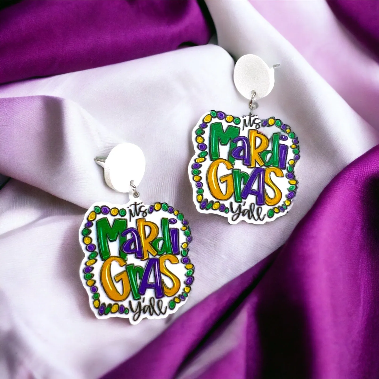 Mardi Gras Earrings - Purple Green Gold, Mardi Gras Mask, New Orleans, Mardi Gras Squad, Mardi Gras Accessories, Mardi Gras Accessories