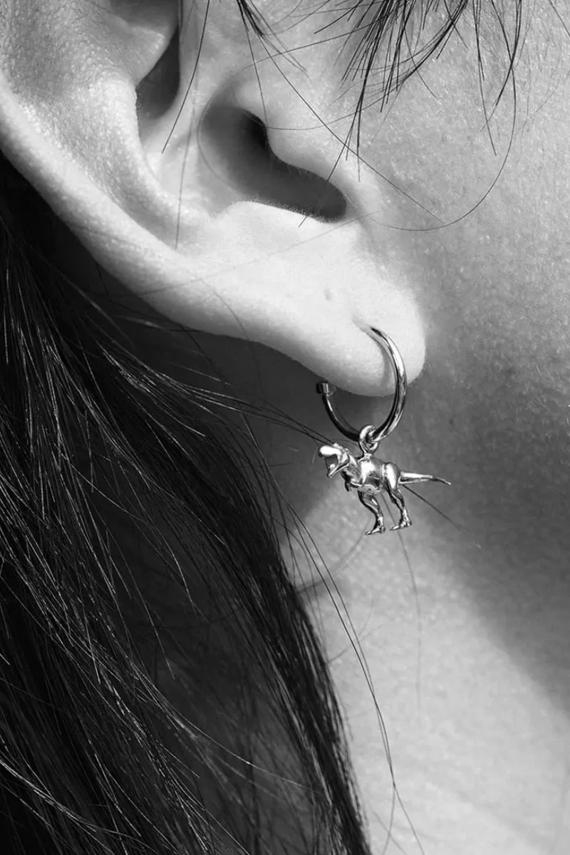 Meadowlark - Dinosaur Signature Hoop Earrings, Sterling Silver