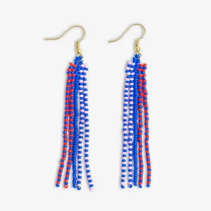 Melissa Speckled Border With Solid Middle Beaded Fringe Earrings