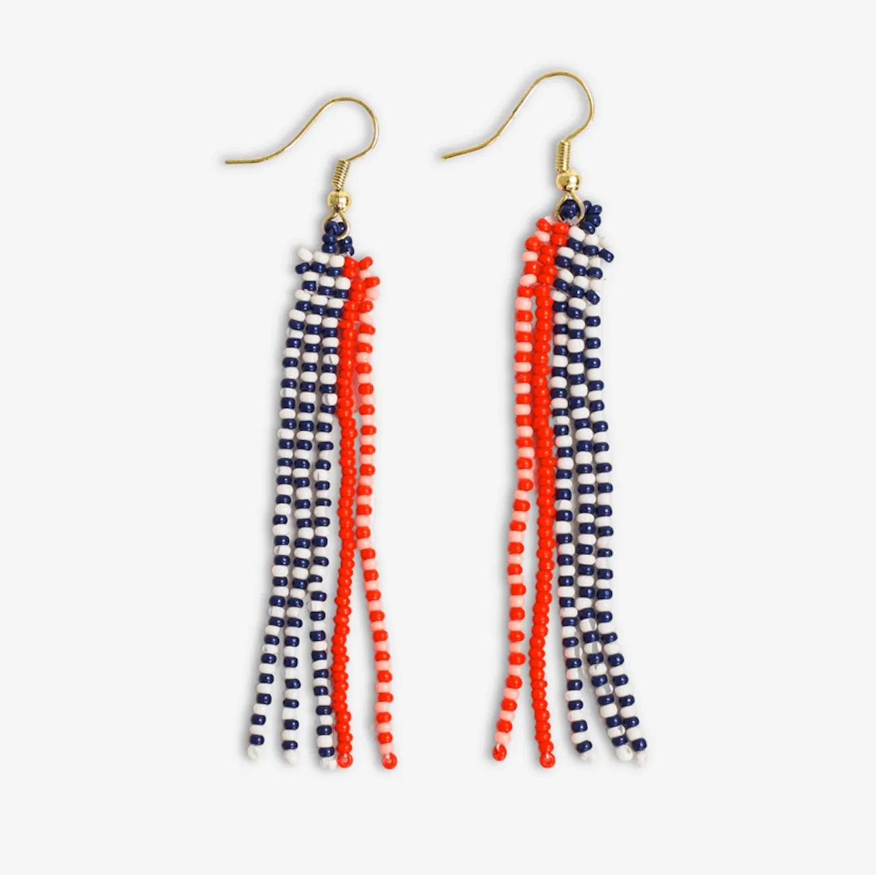 Melissa Speckled Border With Solid Middle Beaded Fringe Earrings