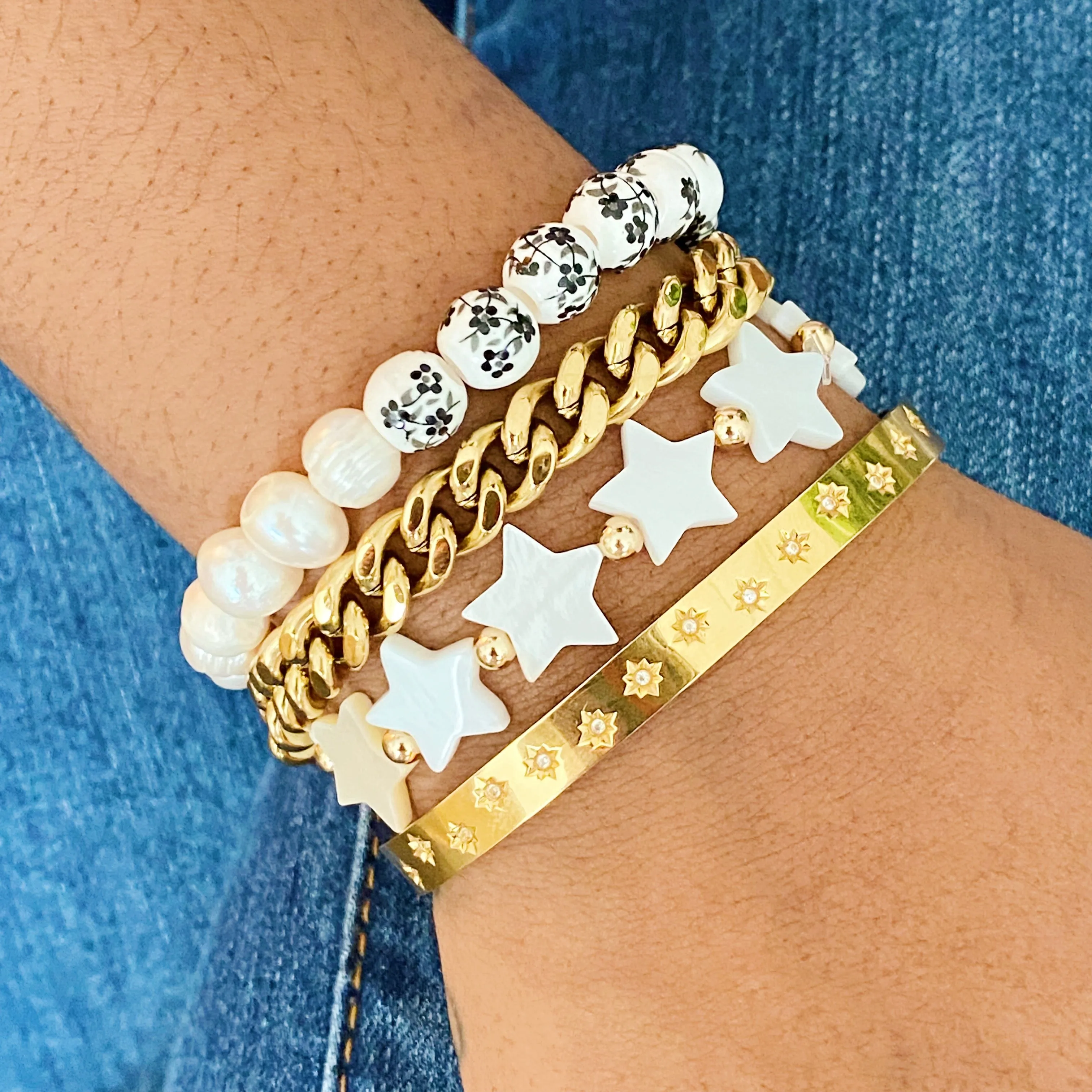 Milky Way Open Bangle Bracelet