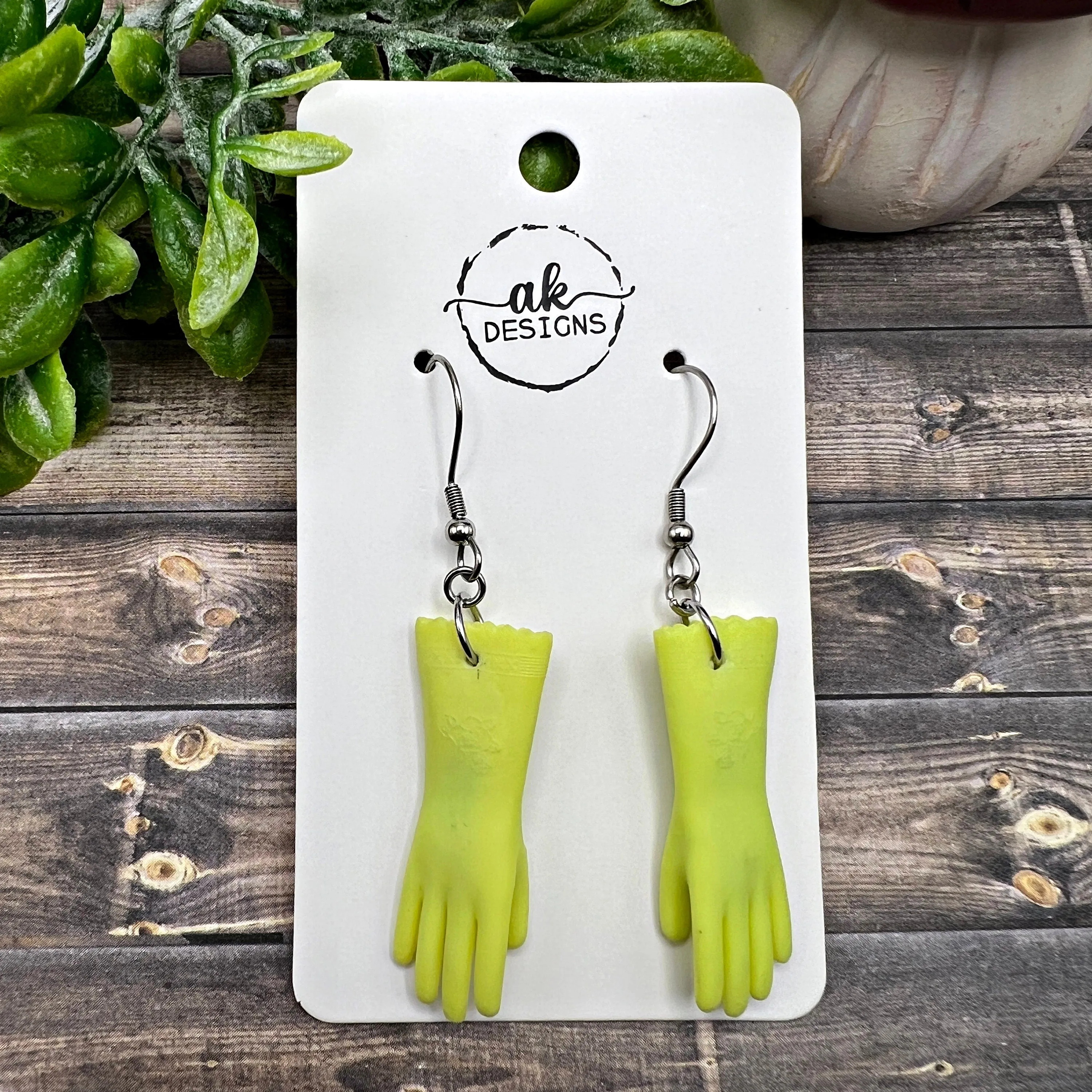 Miniature Rubber Gloves Stainless Steel  Earrings, Hypoallergenic Gift