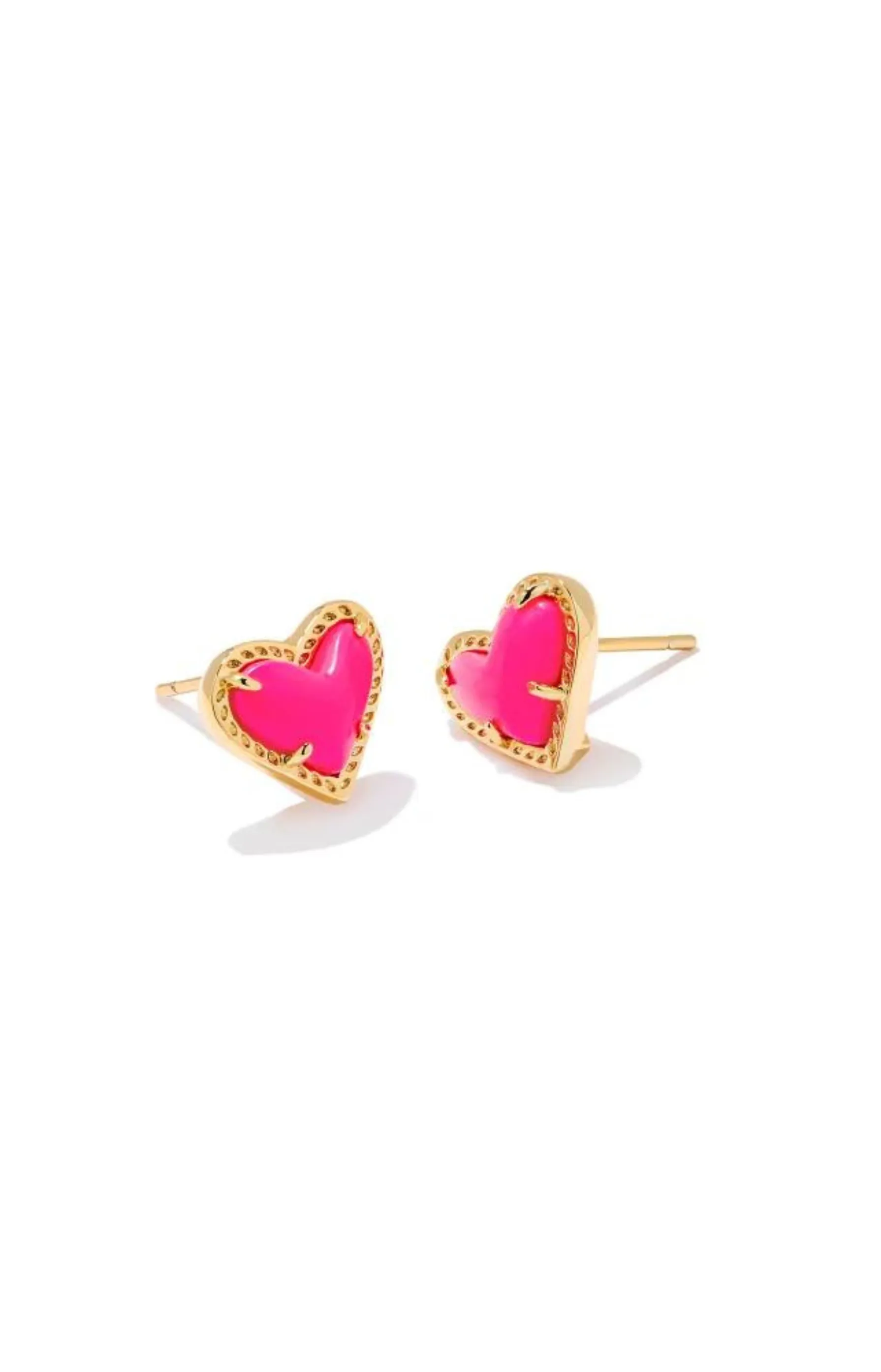 Neon Pink Magnesite Ari Heart Stud Earrings