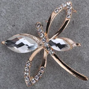 New Fashion Clear Crystal Gold Plated Cute Butterfly Brooch Pin Jewelry Women