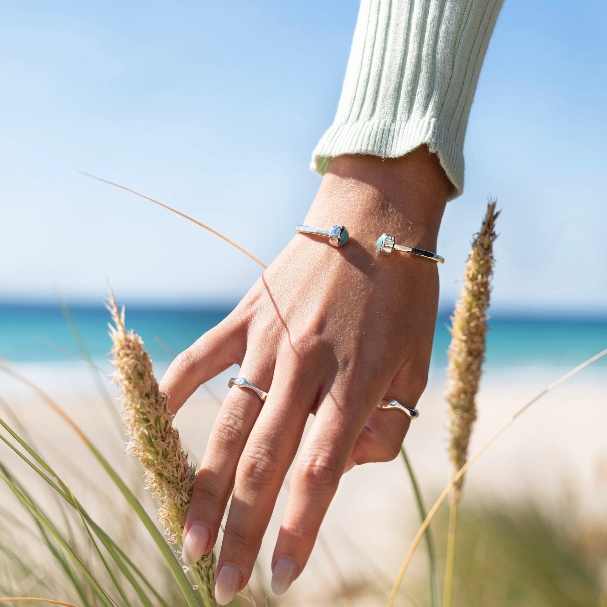 Ocean nomad amazonite torque bangle