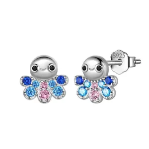 Octopus Mini Animal Studs Earrings Jewelry Women Girls Gift 925 Sterling Silver