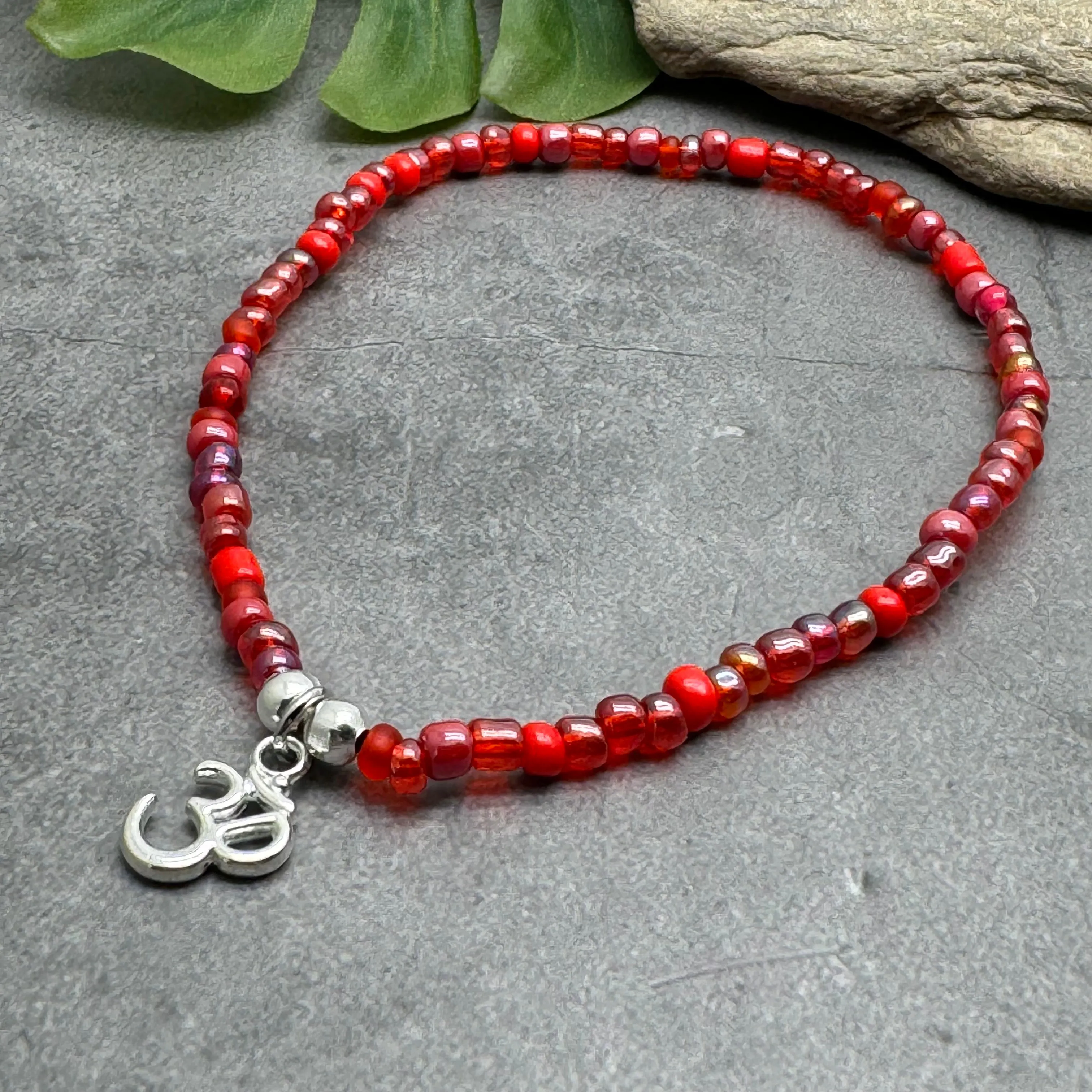 Ohm Charm Seed Bead Anklet - Colour Choice