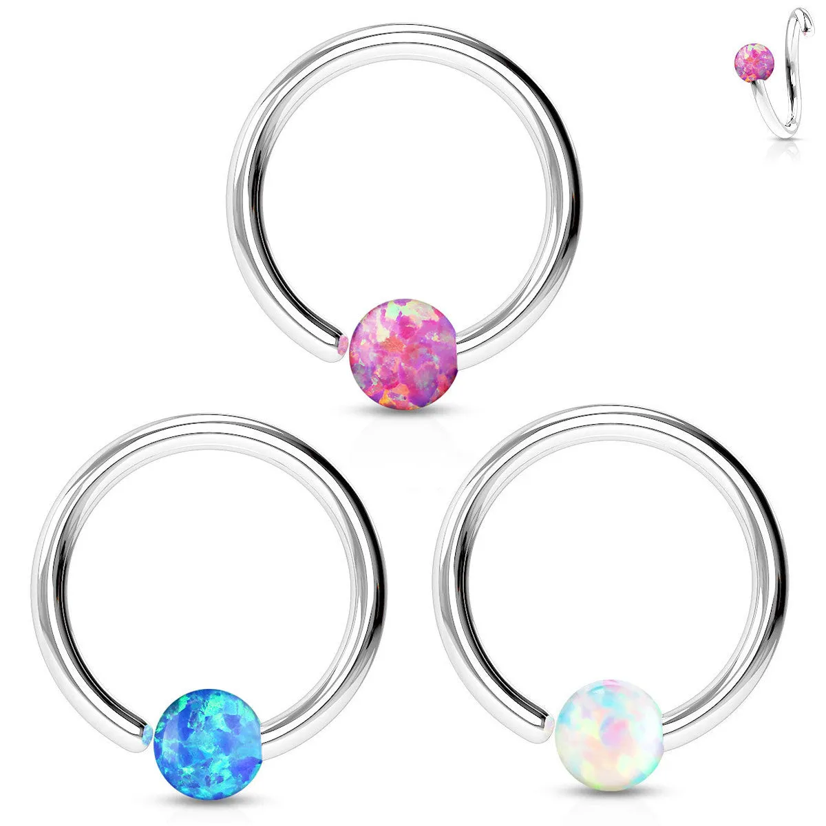 One End Opal Captive Belly Rings