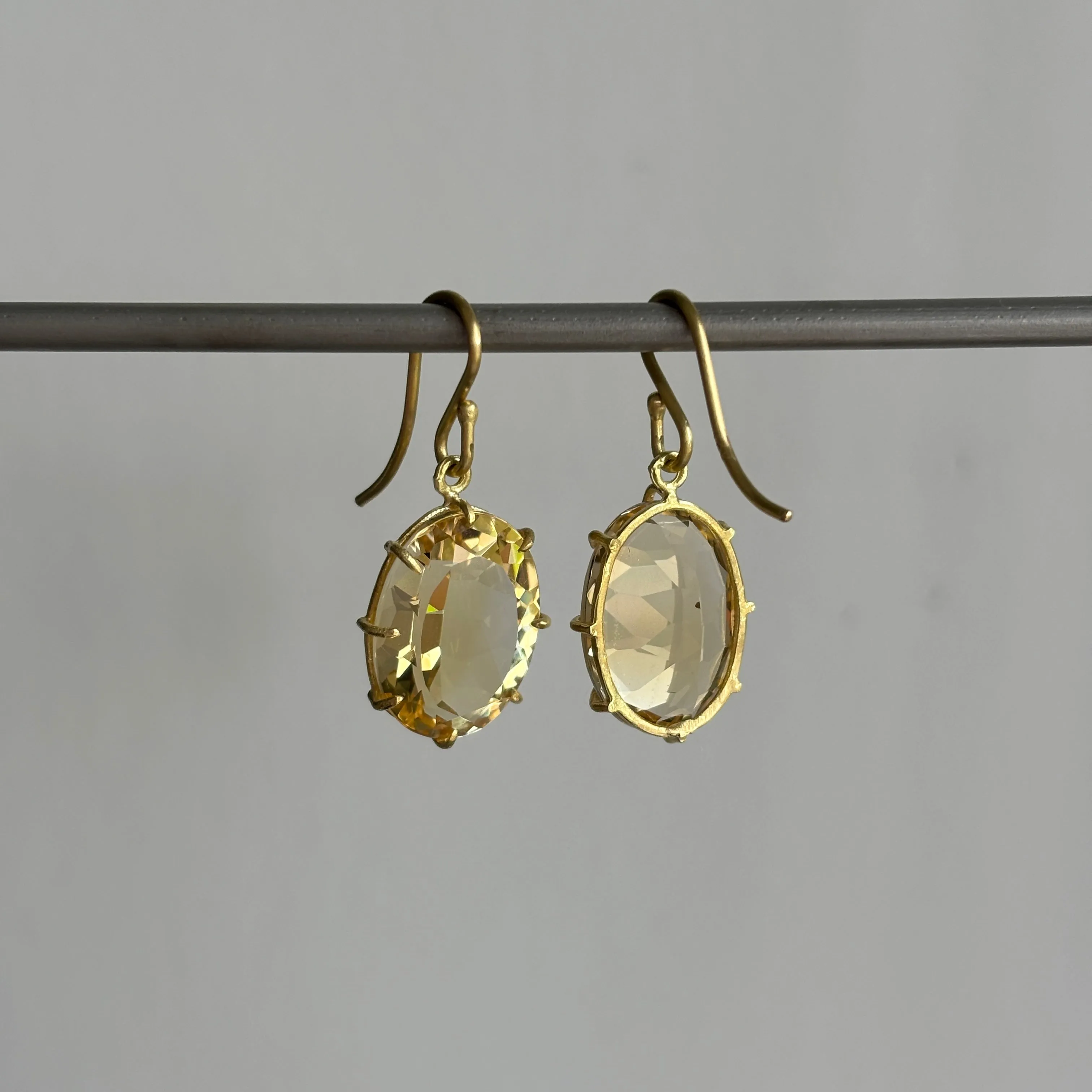 Oval Faceted Citrine Drop Earrings