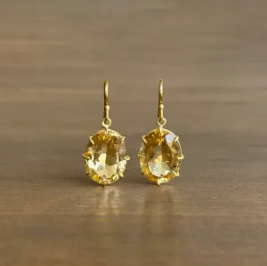 Oval Faceted Citrine Drop Earrings