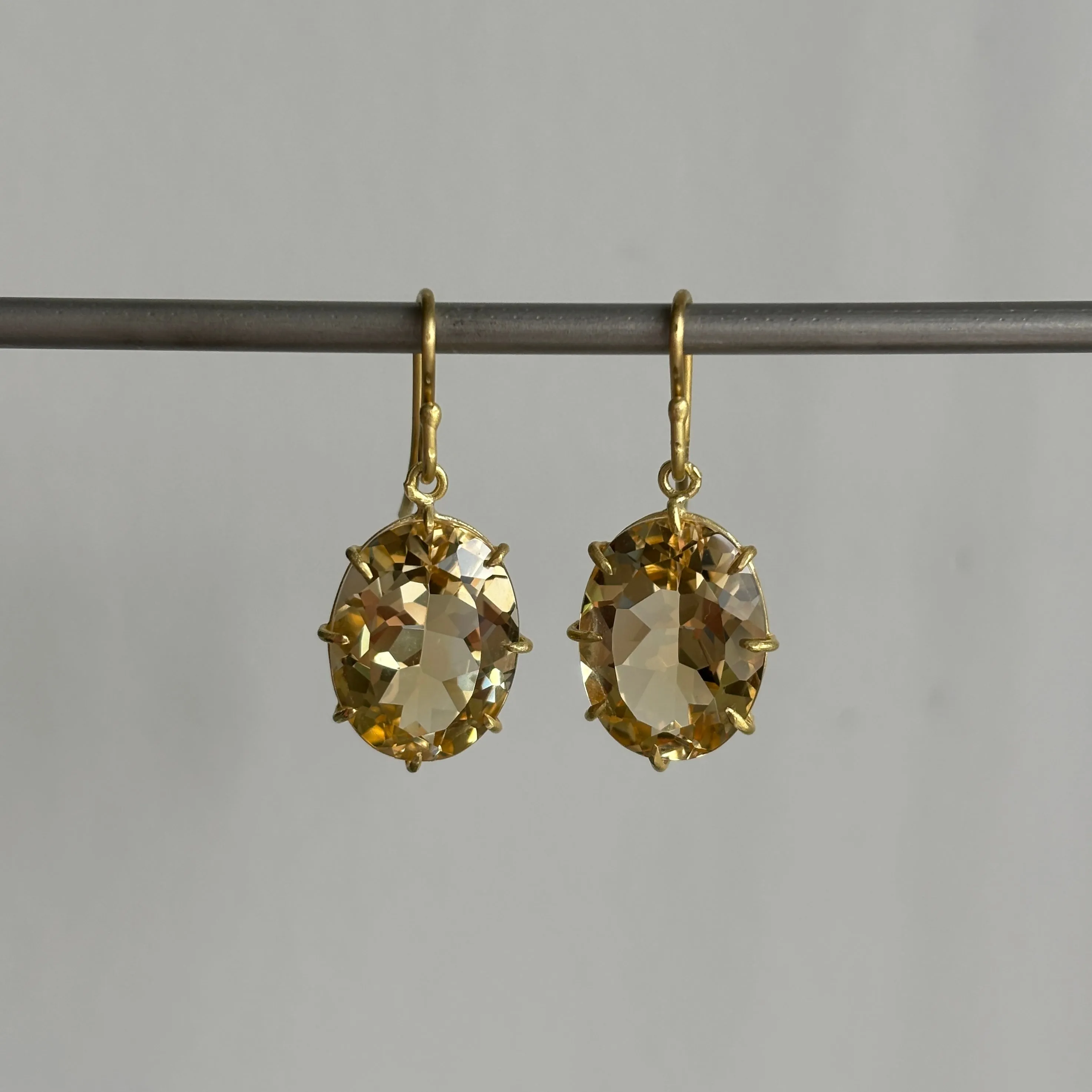 Oval Faceted Citrine Drop Earrings