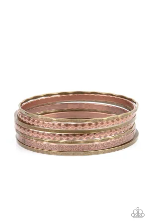 Paparazzi How Do You Stack Up? - Multi Copper Brass Bangle Bracelet