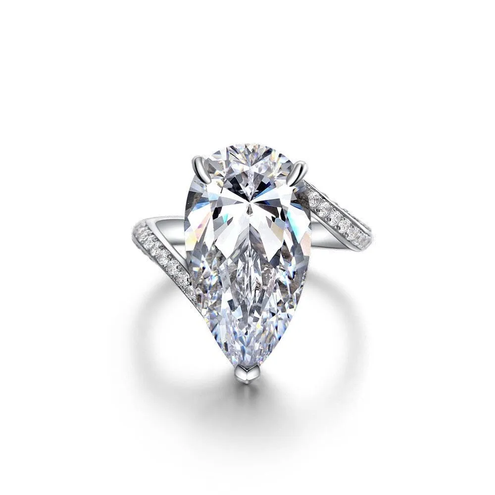 Pear-Cut Diamond 925 Sterling Silver Ring