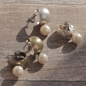 Pearl Detail Wide Curl Earrings