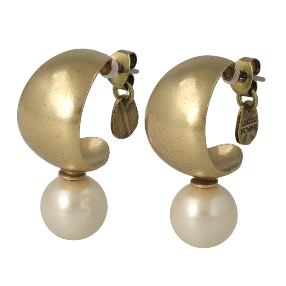 Pearl Detail Wide Curl Earrings