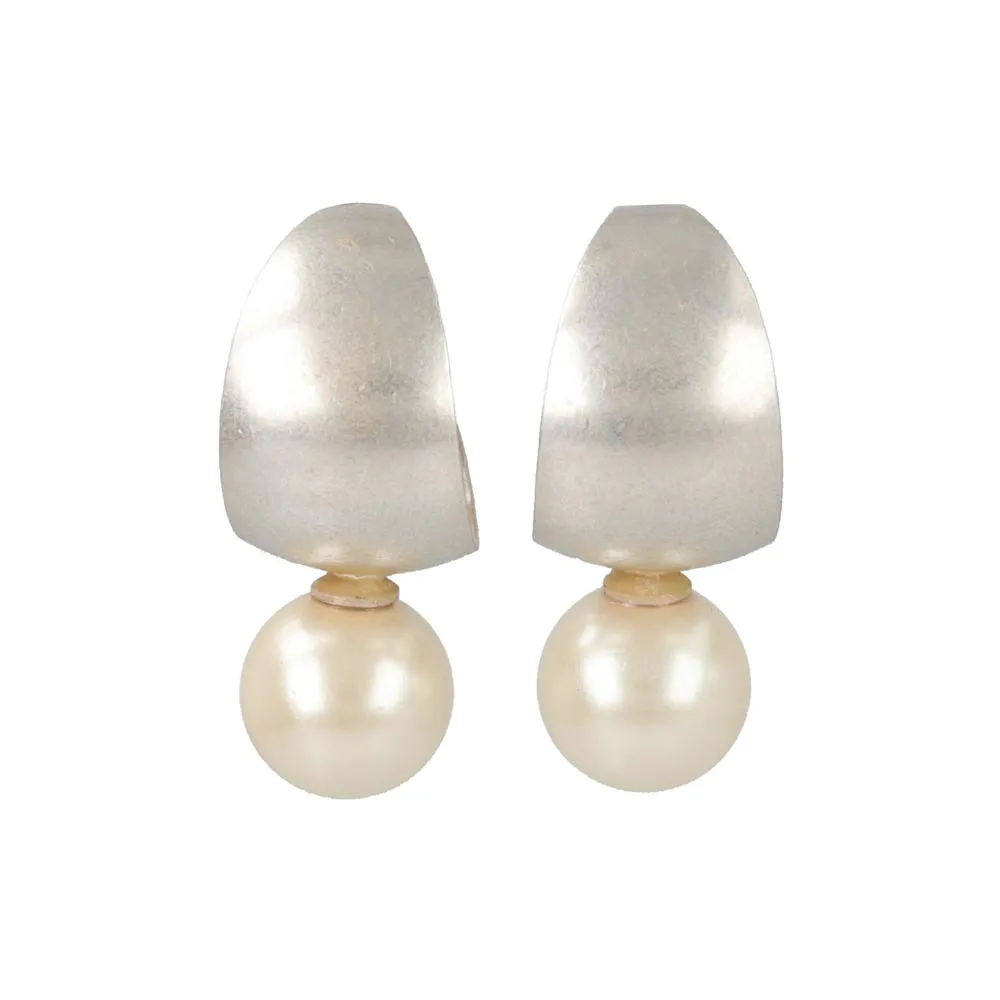 Pearl Detail Wide Curl Earrings