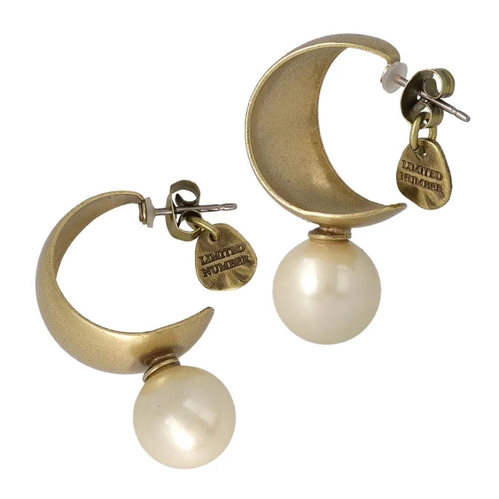 Pearl Detail Wide Curl Earrings