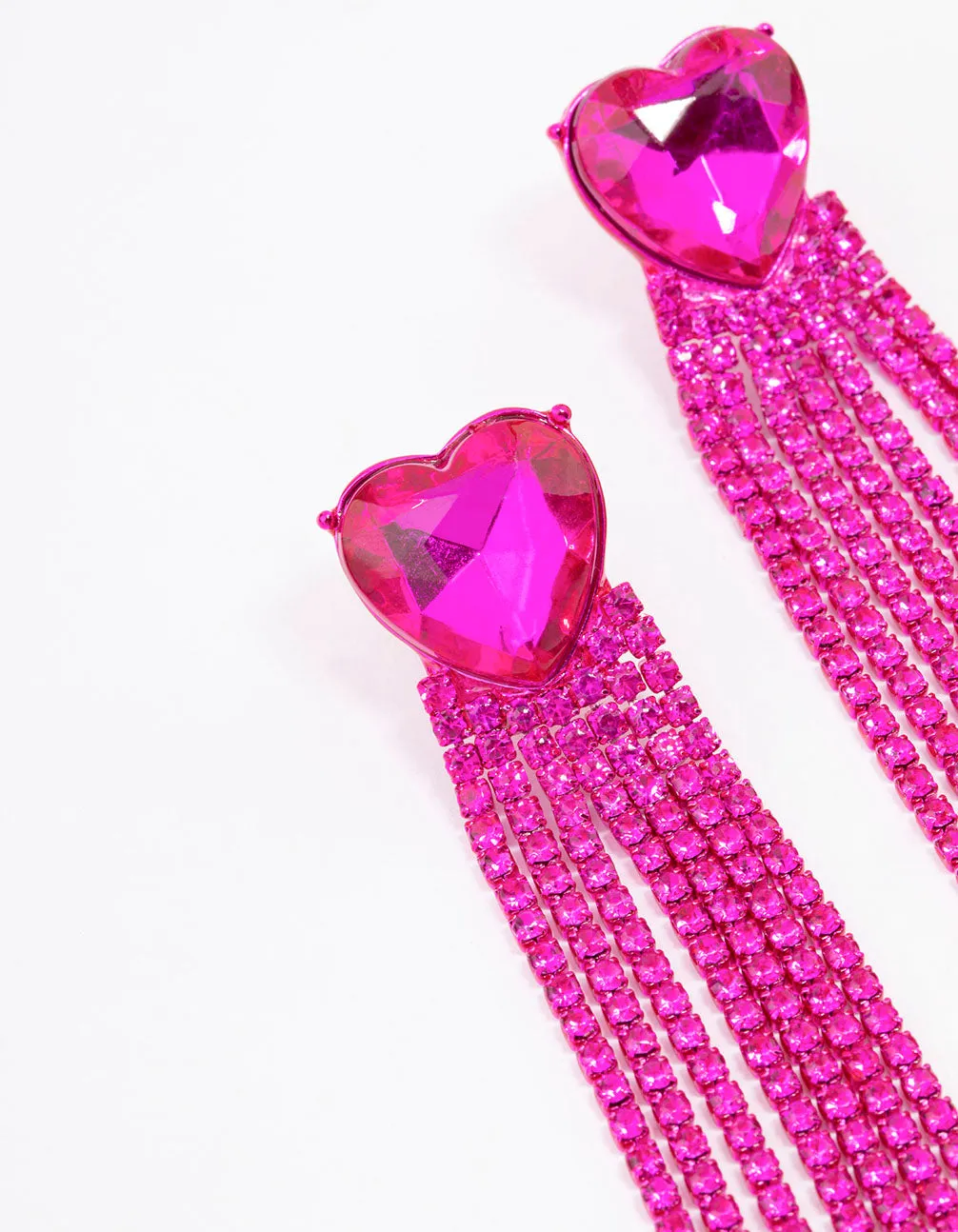 Pink Heart Cup Chain Drop Earrings