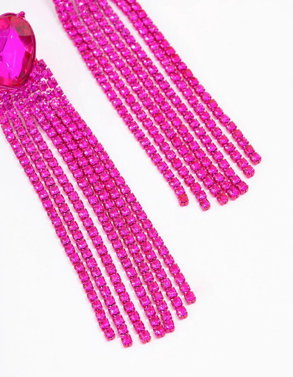 Pink Heart Cup Chain Drop Earrings