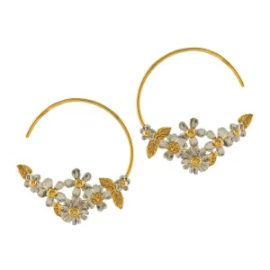 Posy Bloom Hoop Earrings - Gold & Silver - Alex Monroe