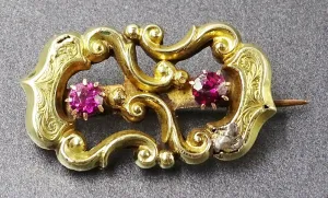 Rhodolite Garnet 9ct Yellow & Rose Gold Brooch