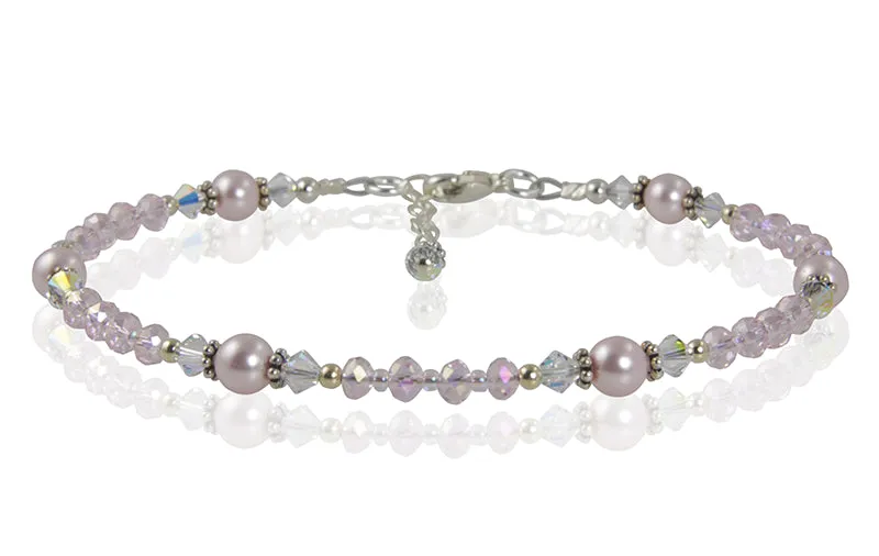 Romantic Pink Pearl Beaded Anklet