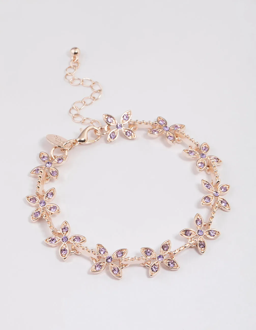 Rose Gold Diamante Flower Bracelet