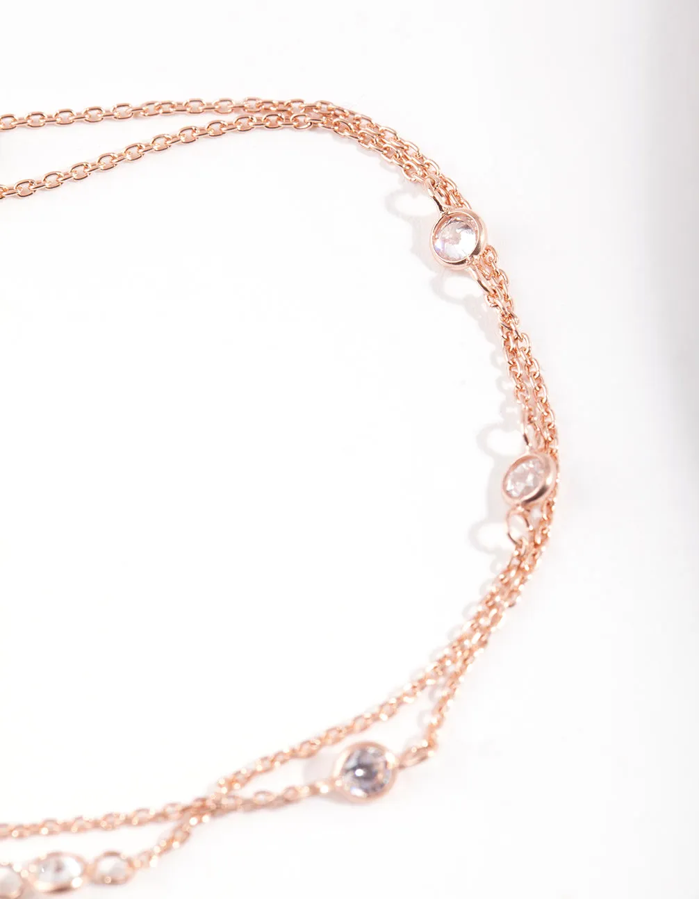 Rose Gold Plated Sterling Silver Cubic Zirconia Bracelet/Anklet