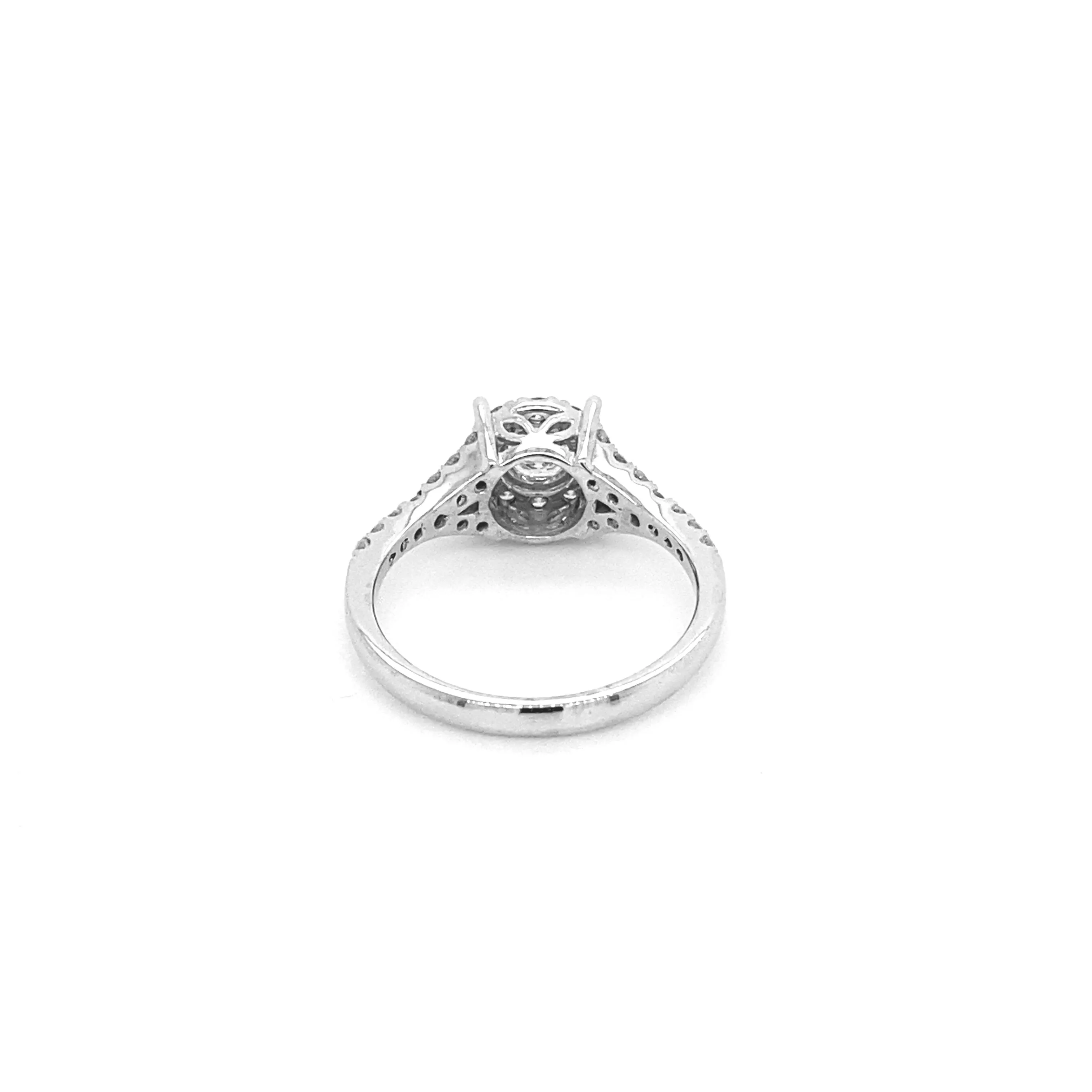 Round Diamond Shank White Gold Ring