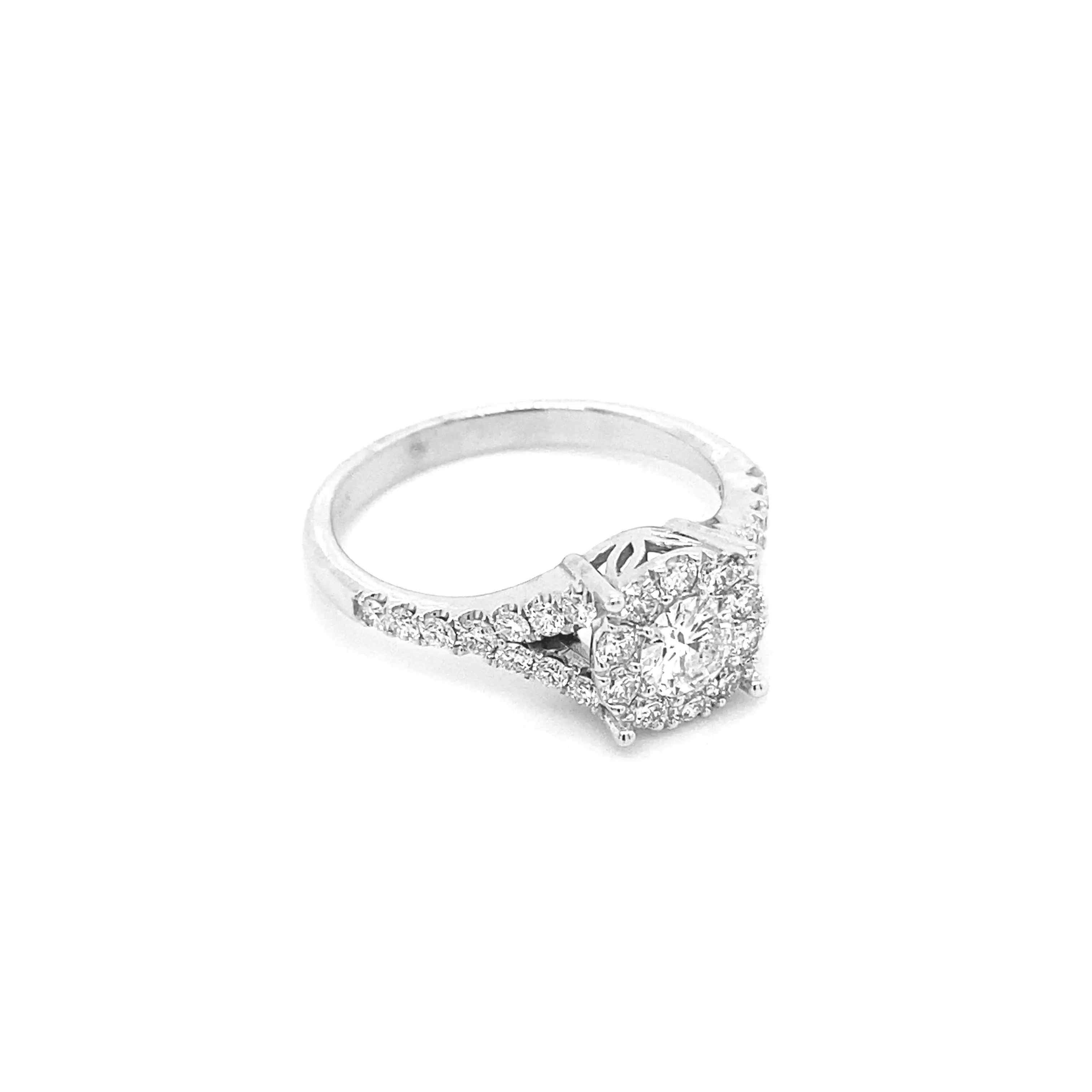 Round Diamond Shank White Gold Ring