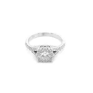 Round Diamond Shank White Gold Ring