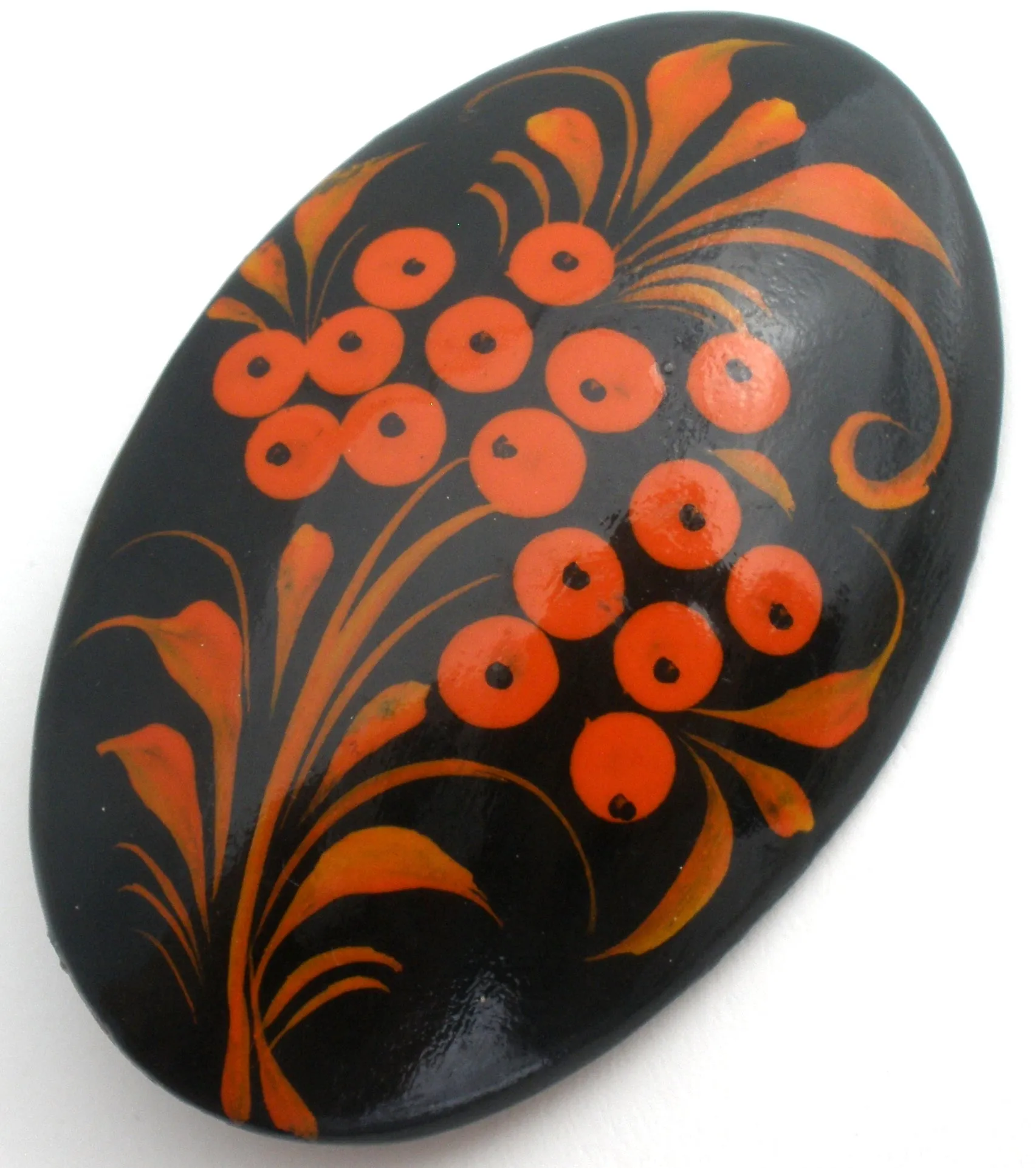 Russian Lacquer Vintage Hand Painted Brooch