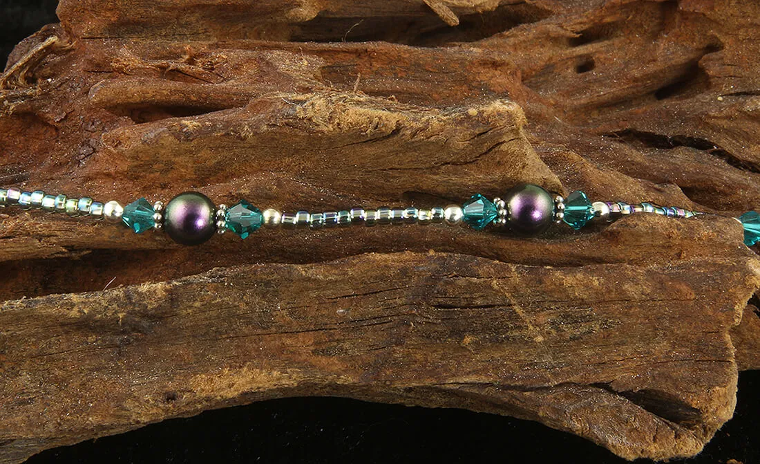 Scarab Teal Green Beaded Anklet