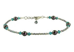 Scarab Teal Green Beaded Anklet