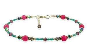 Scarabaeus Green Jade Gemstone Anklet