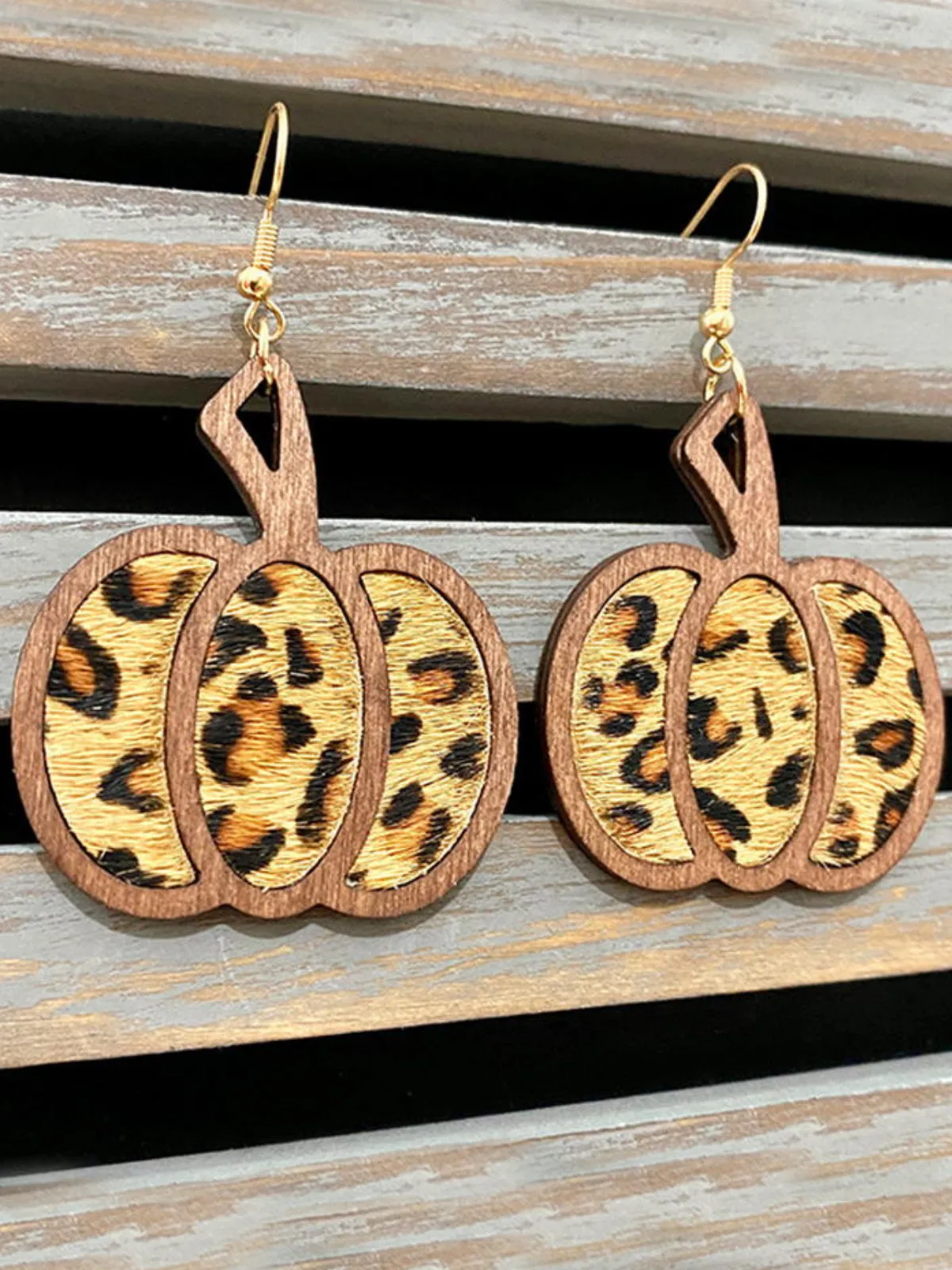 Seasonal Charm Wood Pumpkin Earrings