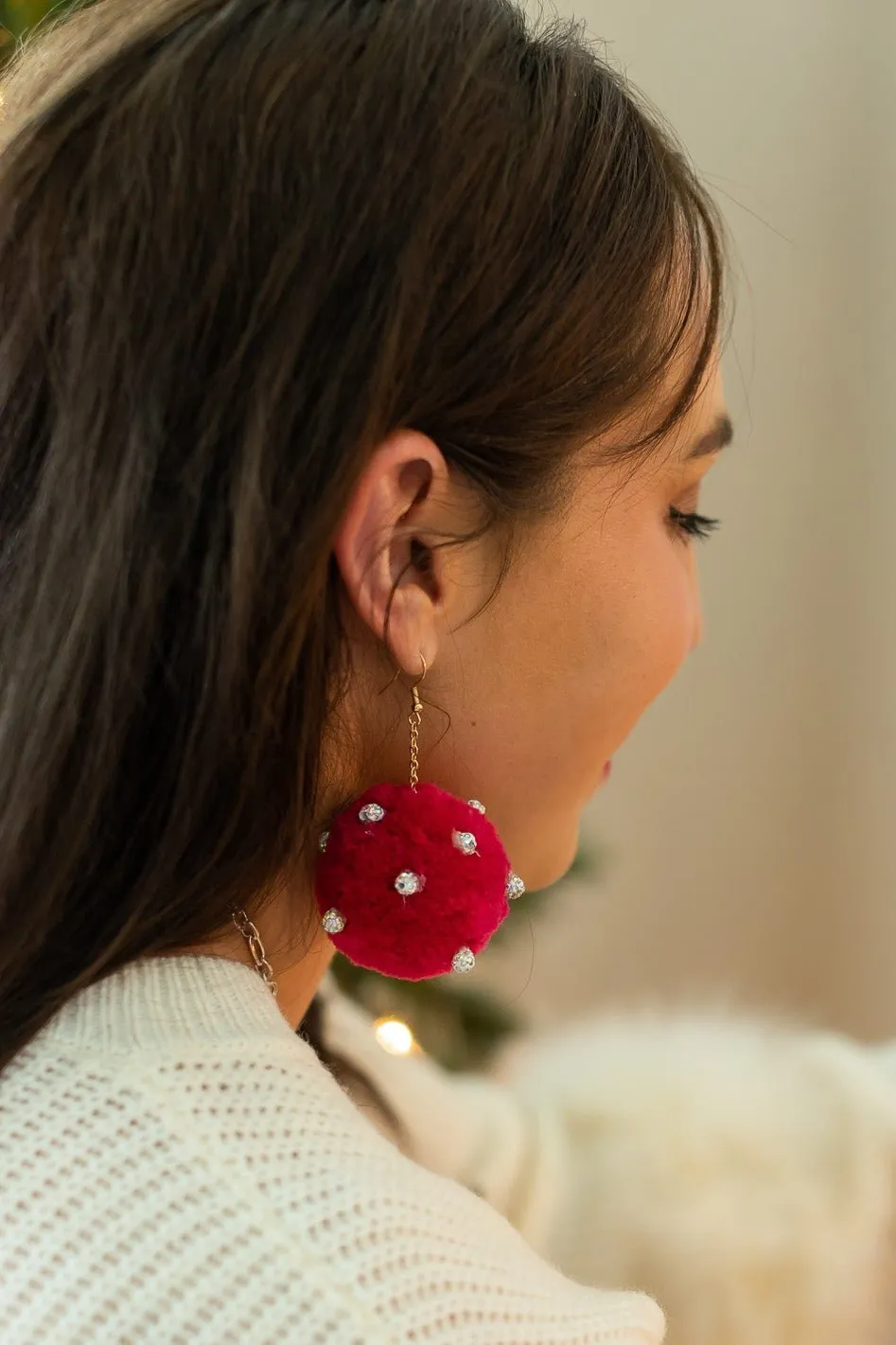 Send Me The Link Pink Pom Pom Earrings