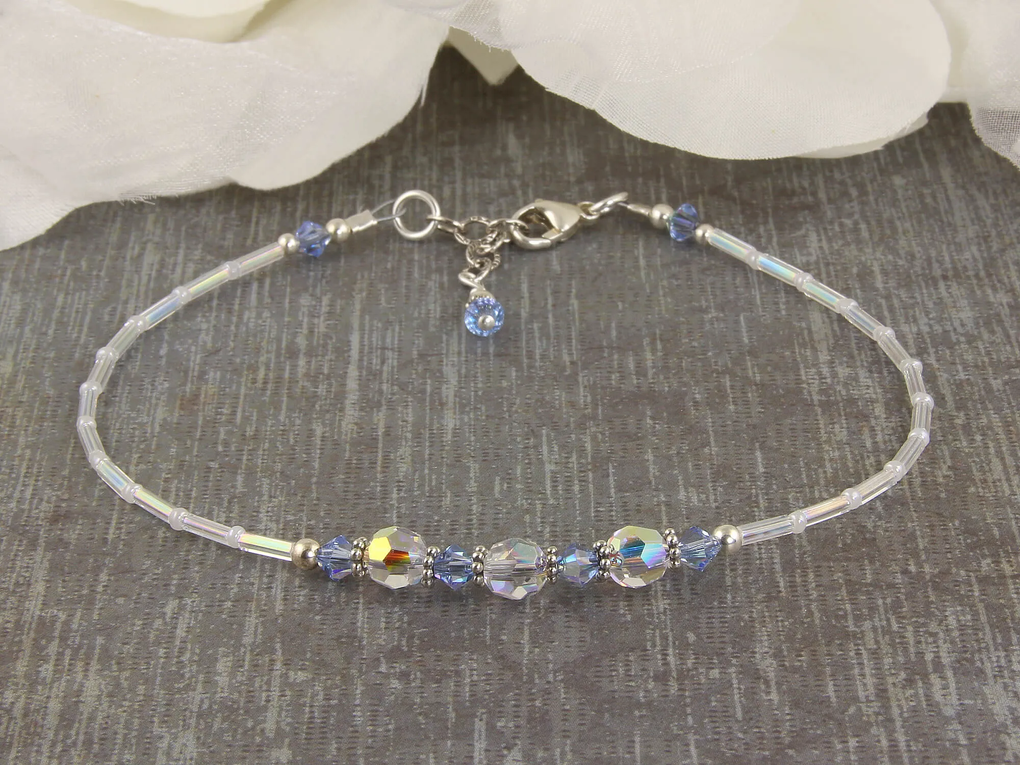 Serenity - Something Blue Light Sapphire Wedding Anklet