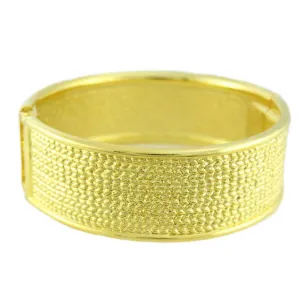 Shiny Gold-plated Textured Hinged Bangle - BG720G