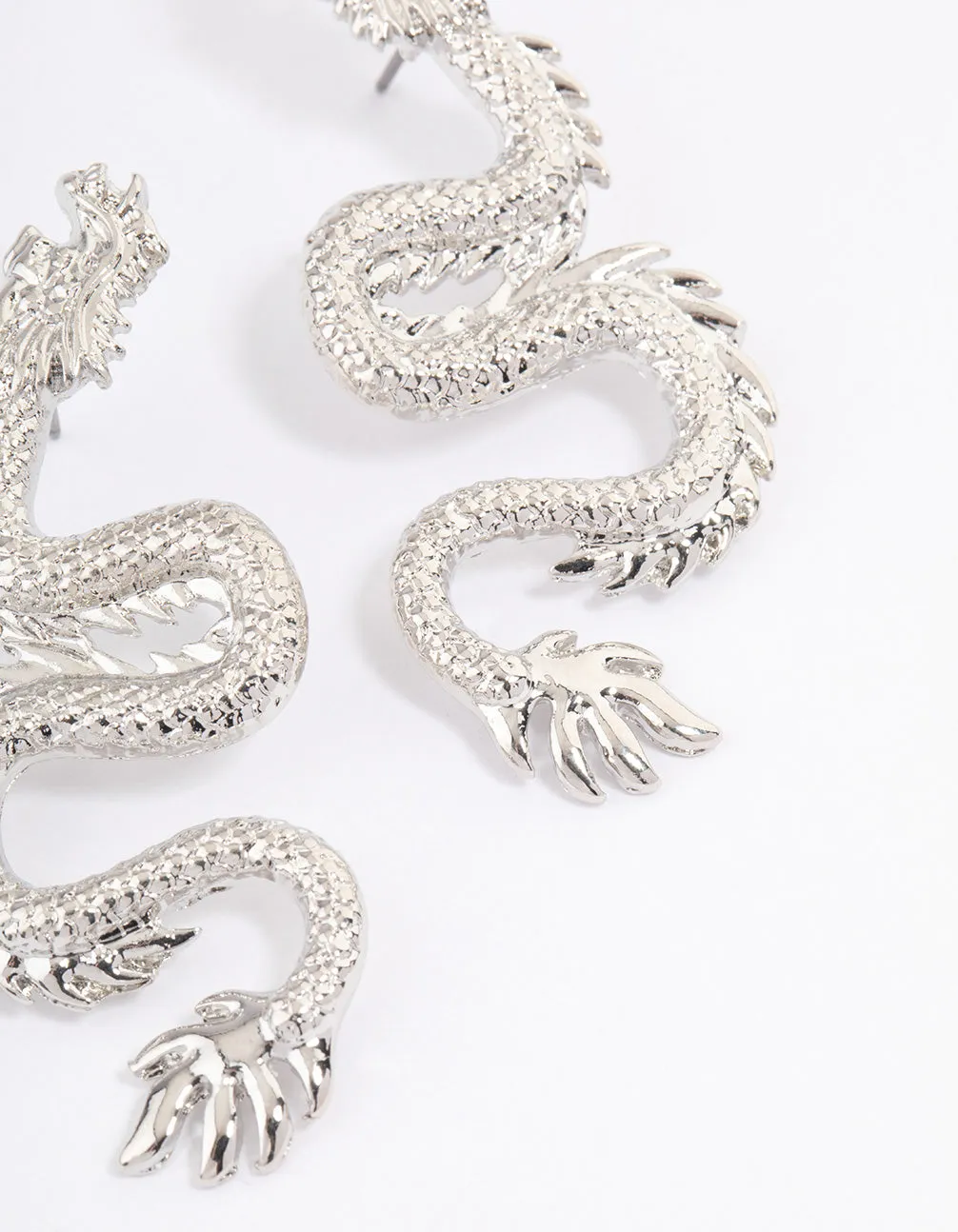 Silver Dragon Stud Earrings