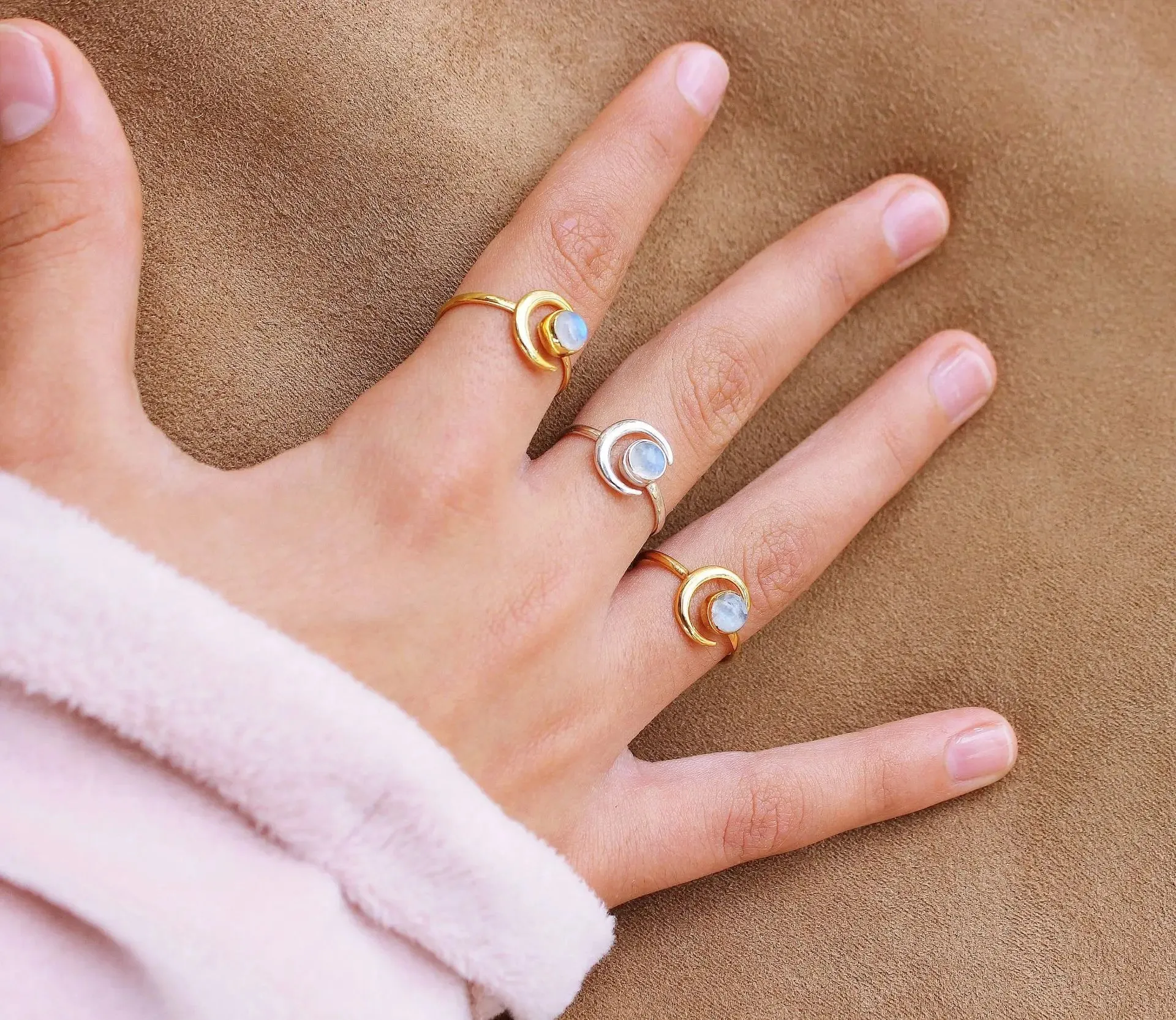 Silver Moonstone Ring